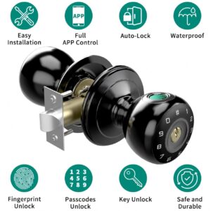Cerradura Inteligente Smart Chapa Biometrica Pomo Perilla Negro K03 - Imagen 4