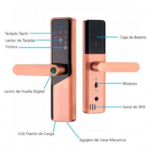Cerradura Inteligente Smart Chapa Biometrica Digital Wifi Dorado X12 Pro - Imagen 5