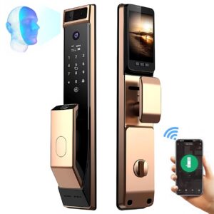 Cerradura Inteligente Smart Apertura Facial 3d Wifi H003 Dorado - Imagen 1