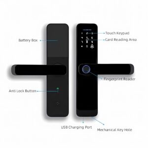 Cerradura Inteligente Smart Chapa Biométrica Digital Wifi Negro A15 - Imagen 4