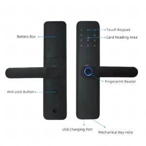 Cerradura Inteligente Smart Chapa Biométrica Digital Wifi Negro K9 - Imagen 5