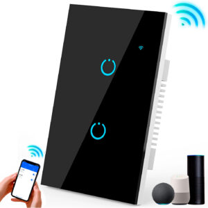 Interruptor Inteligente Universal Wifi Luz Smart Negro Alexa 2 Bandas - Imagen 1