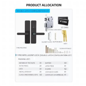 Cerradura Inteligente Smart Chapa Biométrica Wifi F7 Pro Negro - Imagen 8