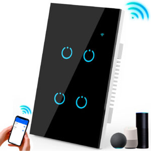 Interruptor Inteligente Universal Wifi Luz Smart Negro Alexa 4 Bandas - Imagen 1