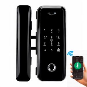 Cerradura Inteligente Smart Chapa Para Puerta De Vidrio Wifi Negro A6 - Imagen 1