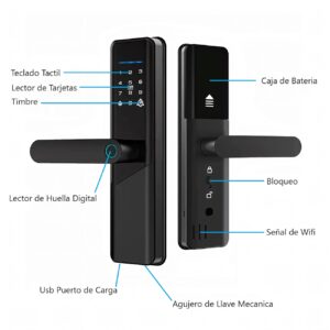 Cerradura Inteligente Smart Chapa Biometrica Digital Wifi Negro X12 Pro - Imagen 5