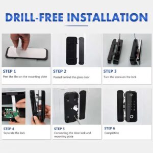 Cerradura Inteligente Smart Chapa Para Puerta De Vidrio Wifi Negro A6 - Imagen 7