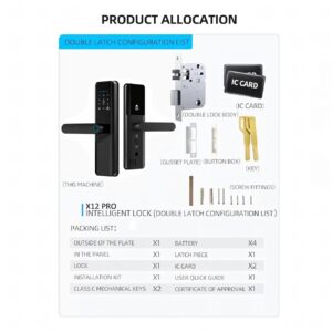 Cerradura Inteligente Smart Chapa Biometrica Digital Wifi Negro X12 Pro - Imagen 8