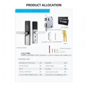 Cerradura Inteligente Smart Chapa Biometrica Digital Wifi Plata X12 Pro - Imagen 8