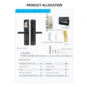 Cerradura Inteligente Smart Chapa Biométrica Wifi M3 Pro Negro - Imagen 8