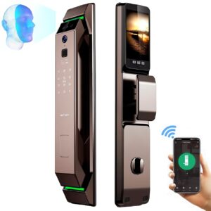 Cerradura Inteligente Smart Apertura Facial 3d Wifi H009 Marron - Imagen 1