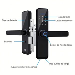 Cerradura Inteligente Smart Chapa Biometrica Digital Wifi Negro X9 - Imagen 5