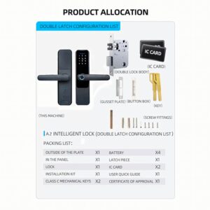 Cerradura Inteligente Smart Chapa Biometrica Digital Wifi Negro A2 - Imagen 8