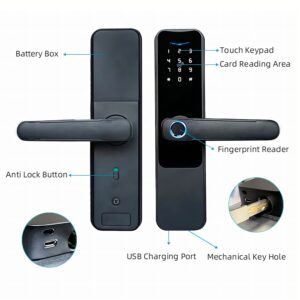 Cerradura Inteligente Smart Chapa Biometrica Digital Wifi Negro A2 - Imagen 5
