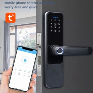 Cerradura Inteligente Smart Chapa Biometrica Digital Wifi Negro A2 - Imagen 2