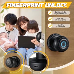 Cerradura Inteligente Smart Chapa Biometrica Pomo Perilla Negro K01 - Imagen 3