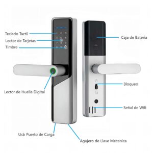 Cerradura Inteligente Smart Chapa Biometrica Digital Wifi Plata X12 Pro - Imagen 5