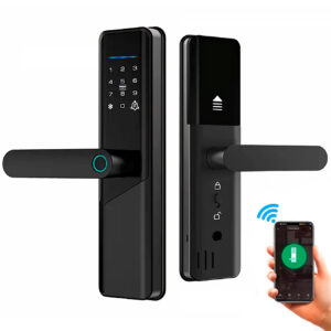 Cerradura Inteligente Smart Chapa Biometrica Digital Wifi Negro X12 Pro - Imagen 1