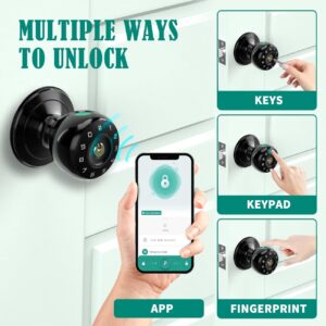 Cerradura Inteligente Smart Chapa Biometrica Pomo Perilla Negro K03 - Imagen 2