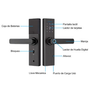 Cerradura Inteligente Smart Chapa Biométrica Wifi X8 Negro - Imagen 5