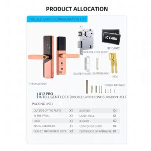 Cerradura Inteligente Smart Chapa Biometrica Digital Wifi Dorado X12 Pro - Imagen 8